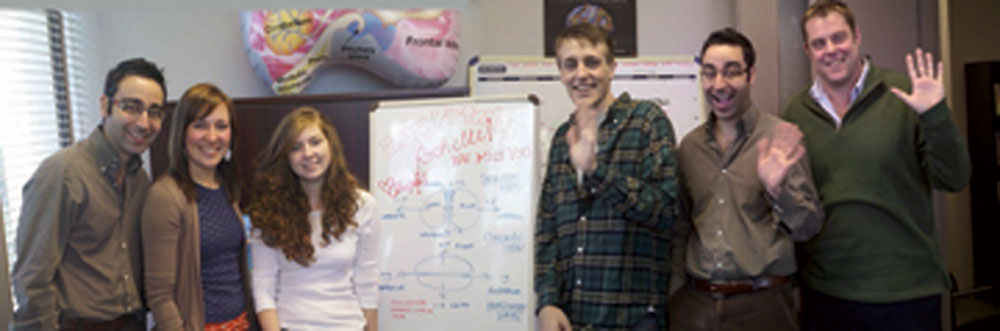 Georges continues his research on Doppelg&auml;ngers. Left to right: Georges, Megan, Abi, Ben, Georges, Tony