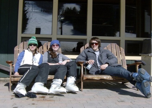 Gina, Abi and Ben on lab ski trip